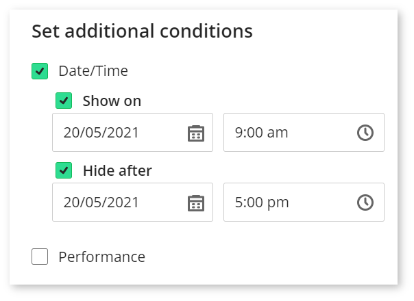 图片显示截图设置日期/时间条件第二步-'隐藏'框勾选日期和时间
